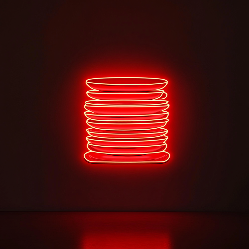 Stack of Plates - Red Neon Sign, 24 Inches
