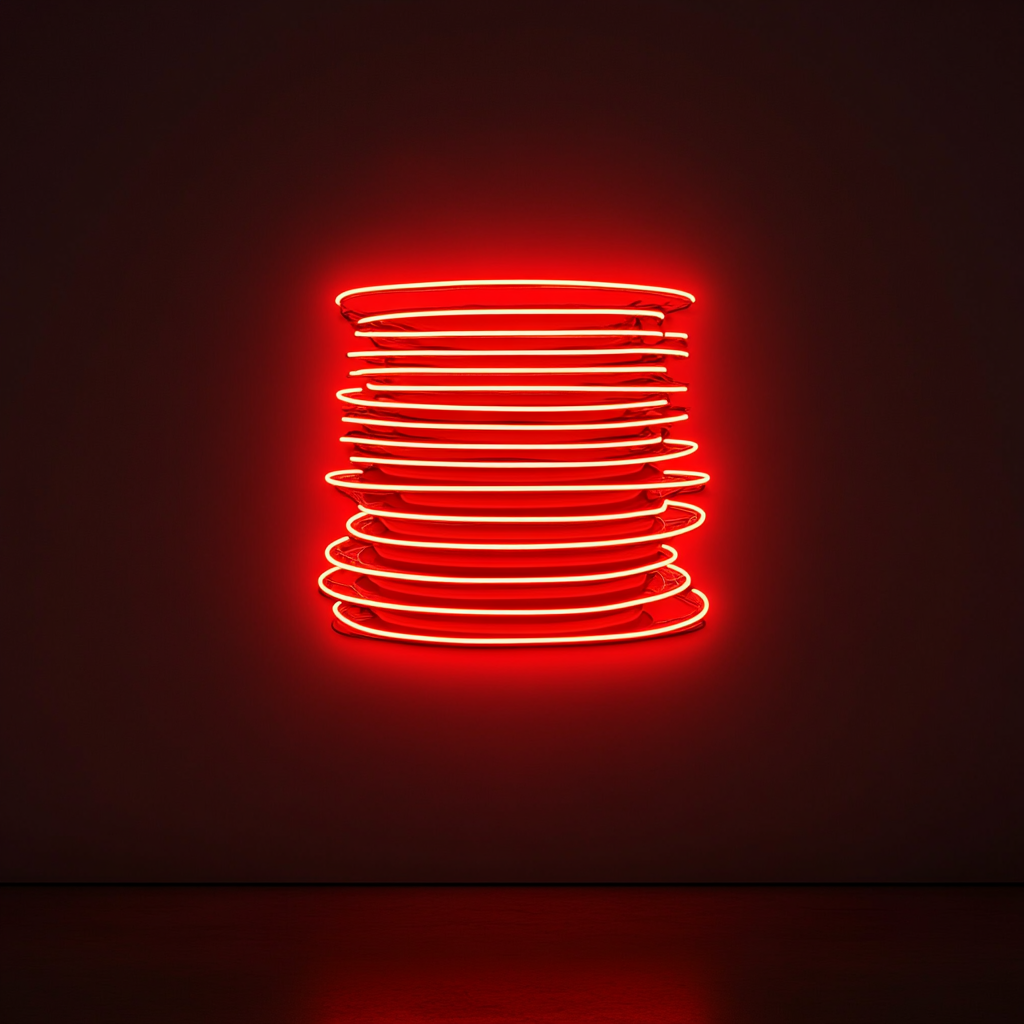 Stack of Plates - Red Neon Sign, 24 Inches