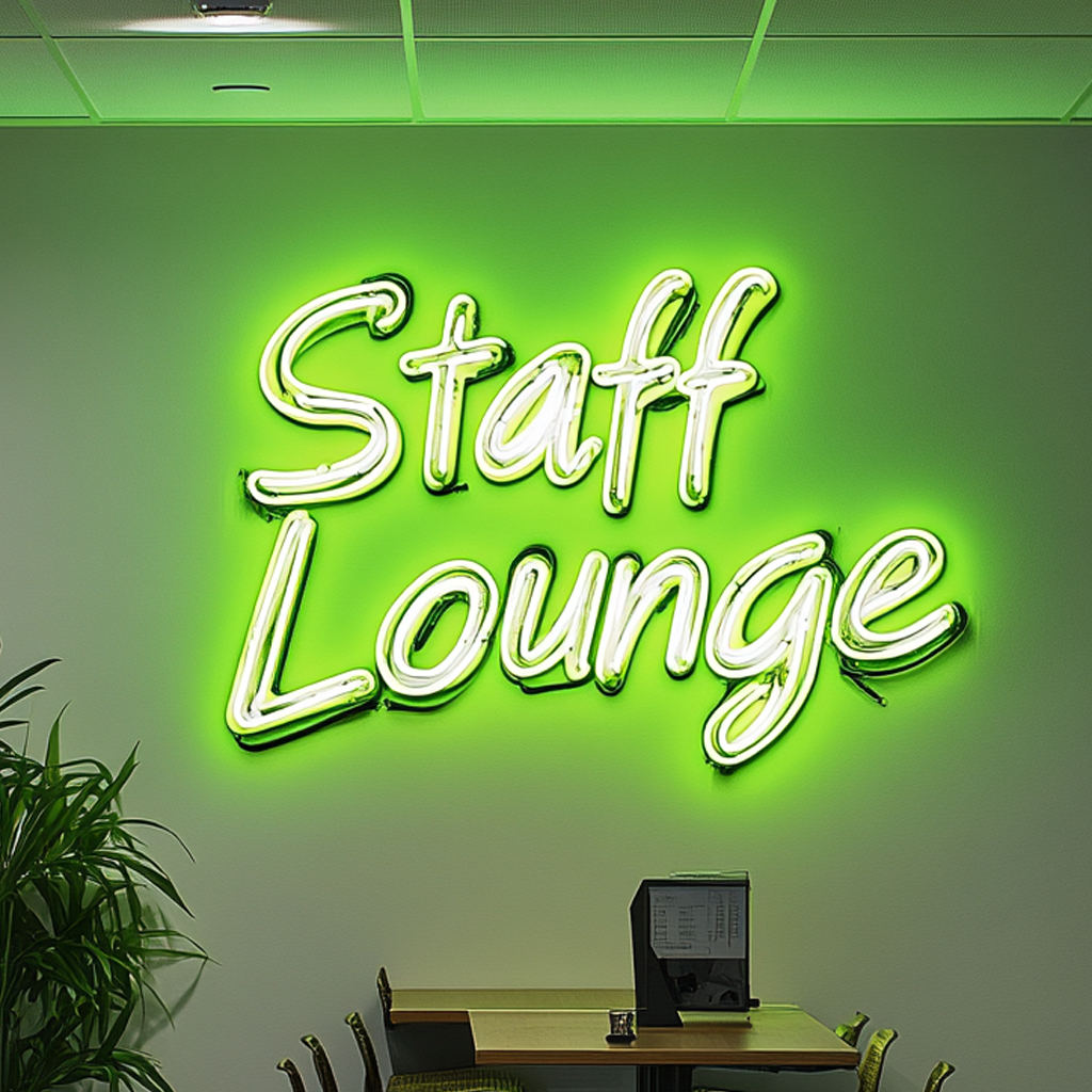 "Staff Lounge" - Green Neon Sign, 18 Inches