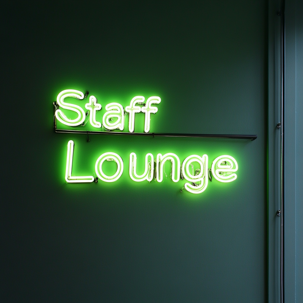 "Staff Lounge" - Green Neon Sign, 18 Inches