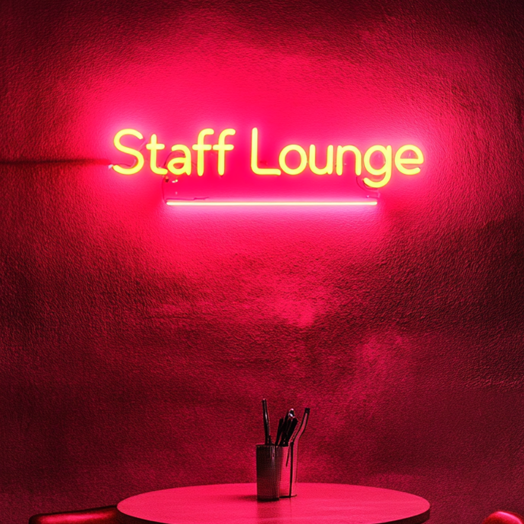 "Staff Lounge" - Pink Neon Sign, 18 Inches