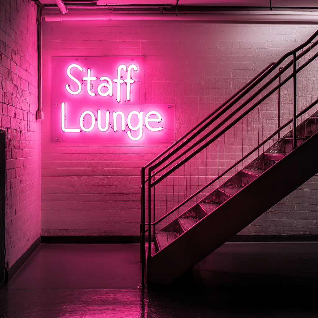 "Staff Lounge" - Pink Neon Sign, 18 Inches