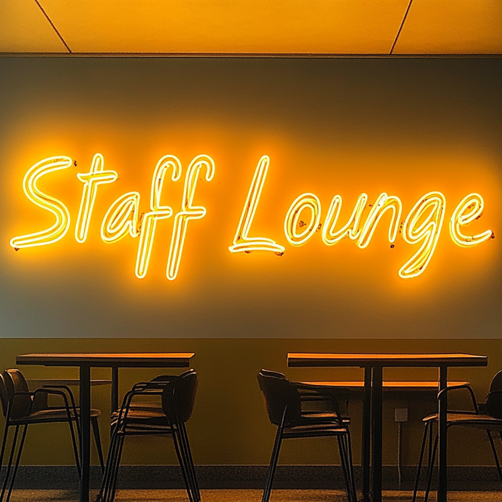 "Staff Lounge" - Yellow Neon Sign, 18 Inches