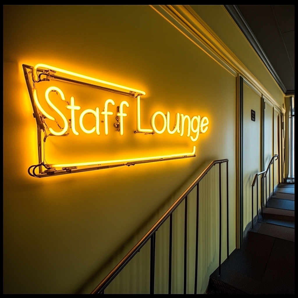 "Staff Lounge" - Yellow Neon Sign, 18 Inches