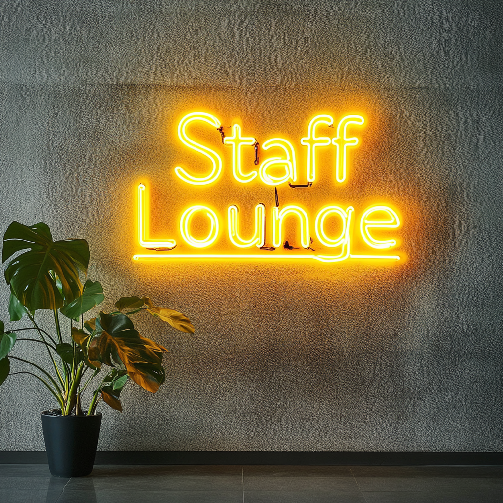 "Staff Lounge" - Yellow Neon Sign, 18 Inches