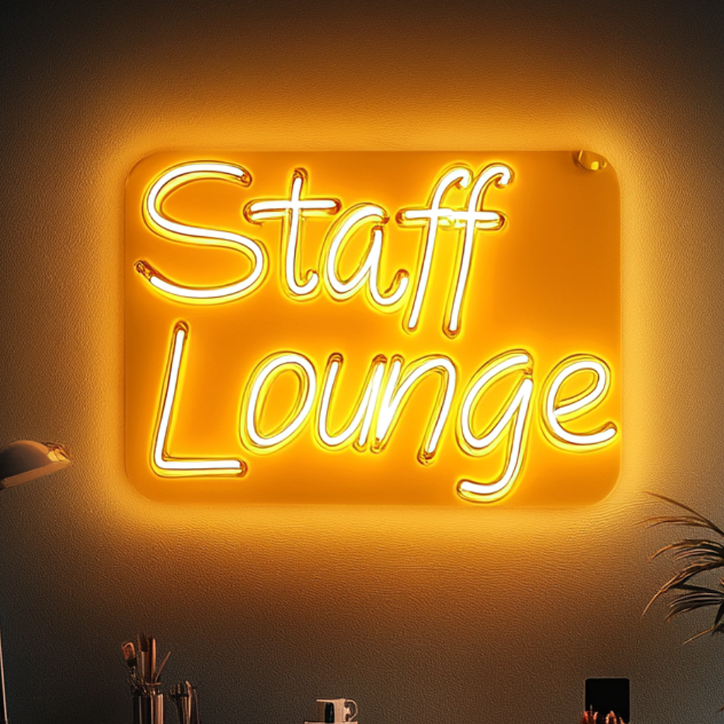 "Staff Lounge" - Yellow Neon Sign, 18 Inches