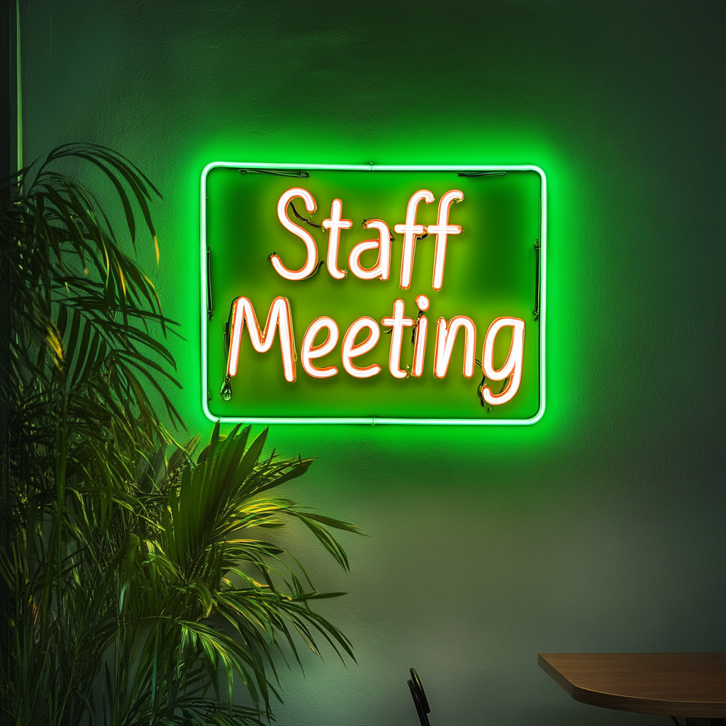 "Staff Meeting" - Green Neon Sign, 24 Inches