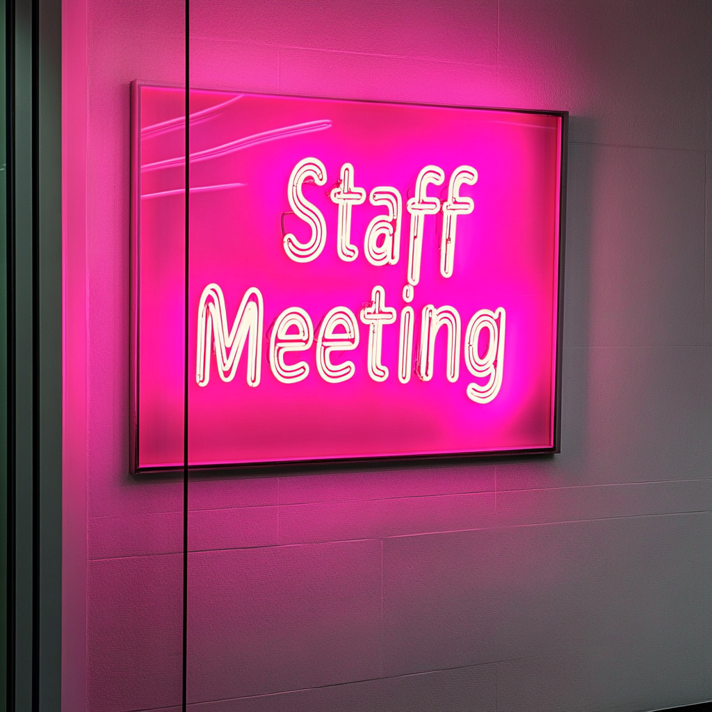 "Staff Meeting" - Pink Neon Sign, 24 Inches