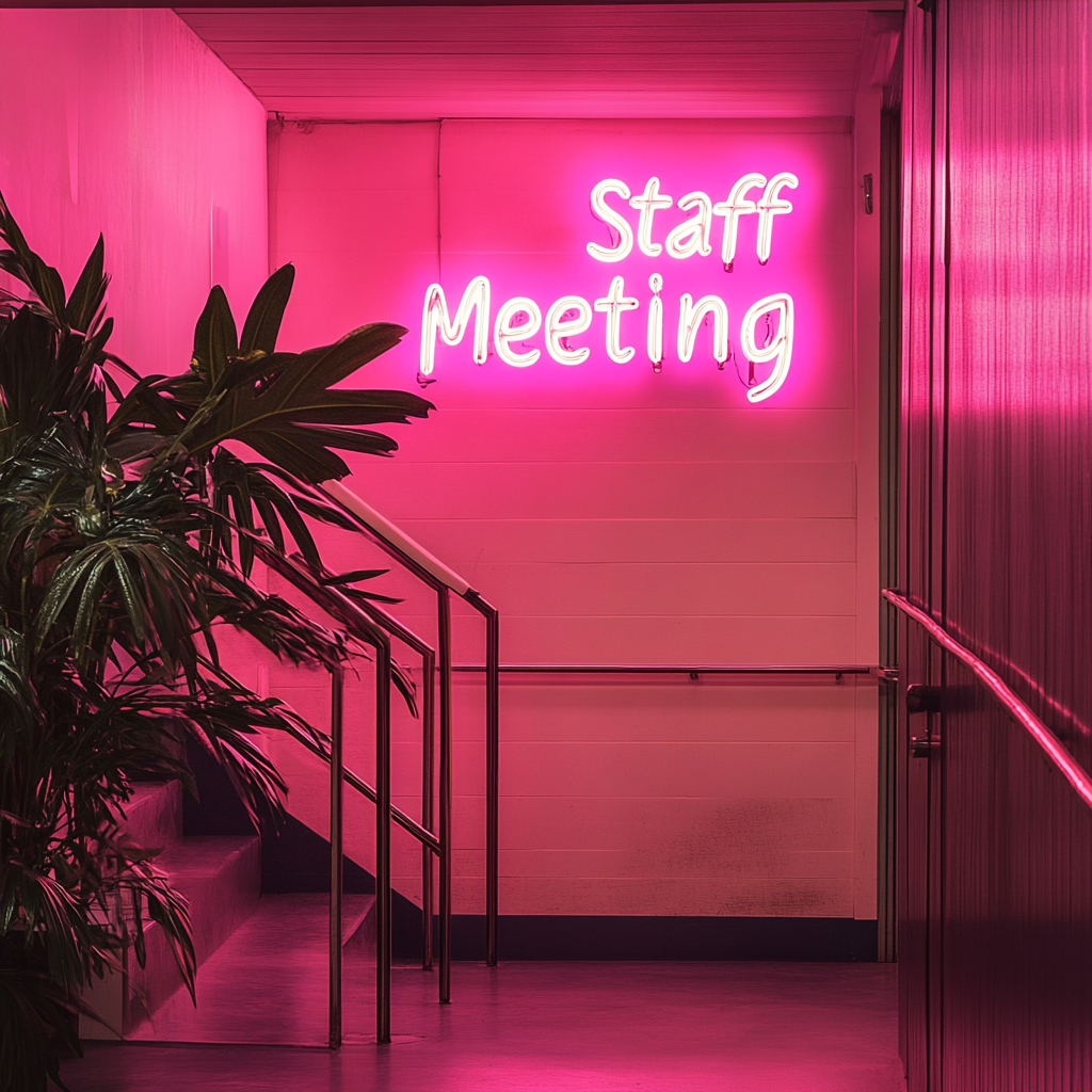 "Staff Meeting" - Pink Neon Sign, 24 Inches