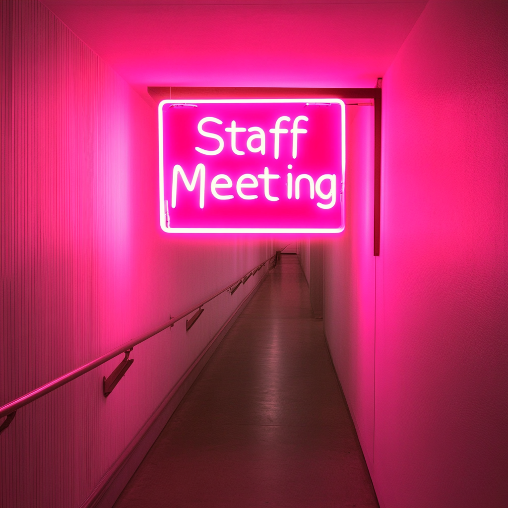 "Staff Meeting" - Pink Neon Sign, 24 Inches