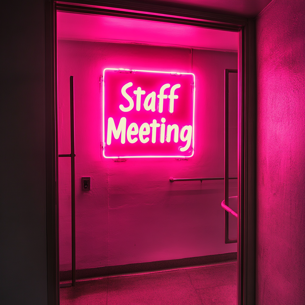 "Staff Meeting" - Pink Neon Sign, 24 Inches