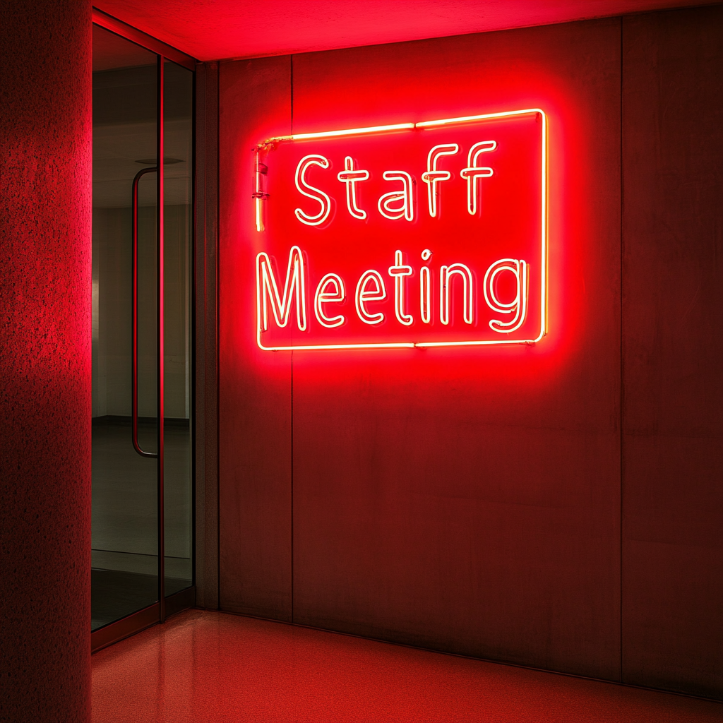 "Staff Meeting" - Red Neon Sign, 24 Inches