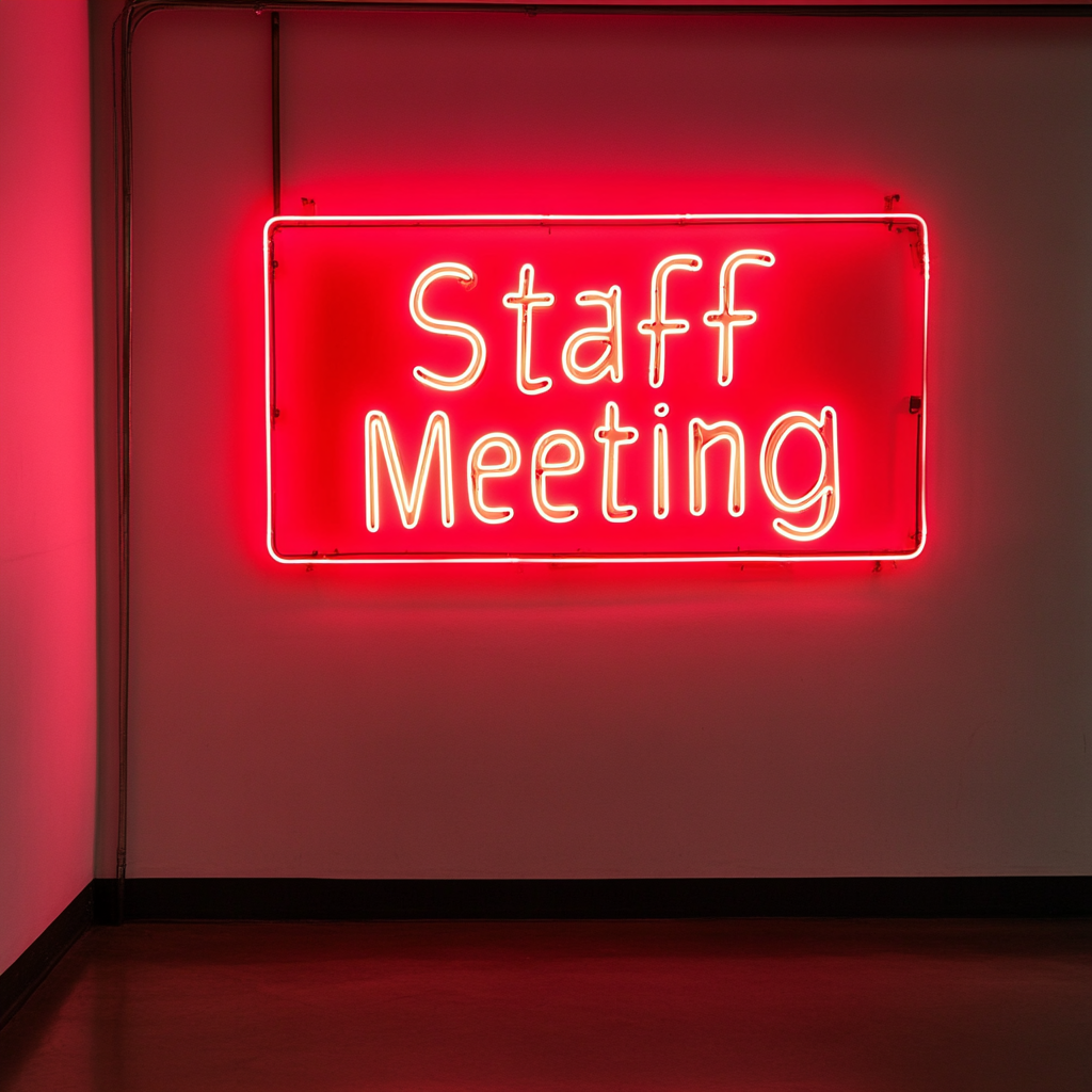 "Staff Meeting" - Red Neon Sign, 24 Inches
