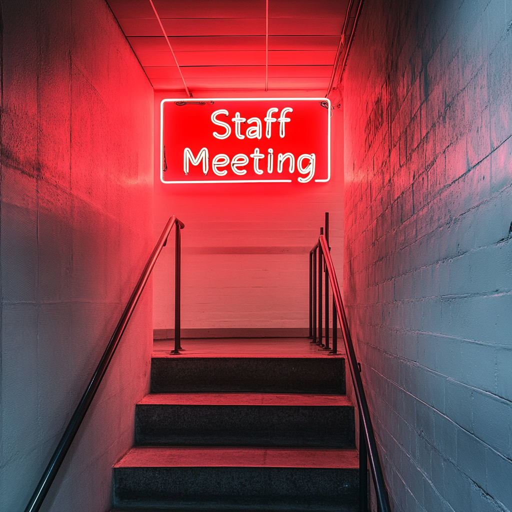 "Staff Meeting" - Red Neon Sign, 24 Inches