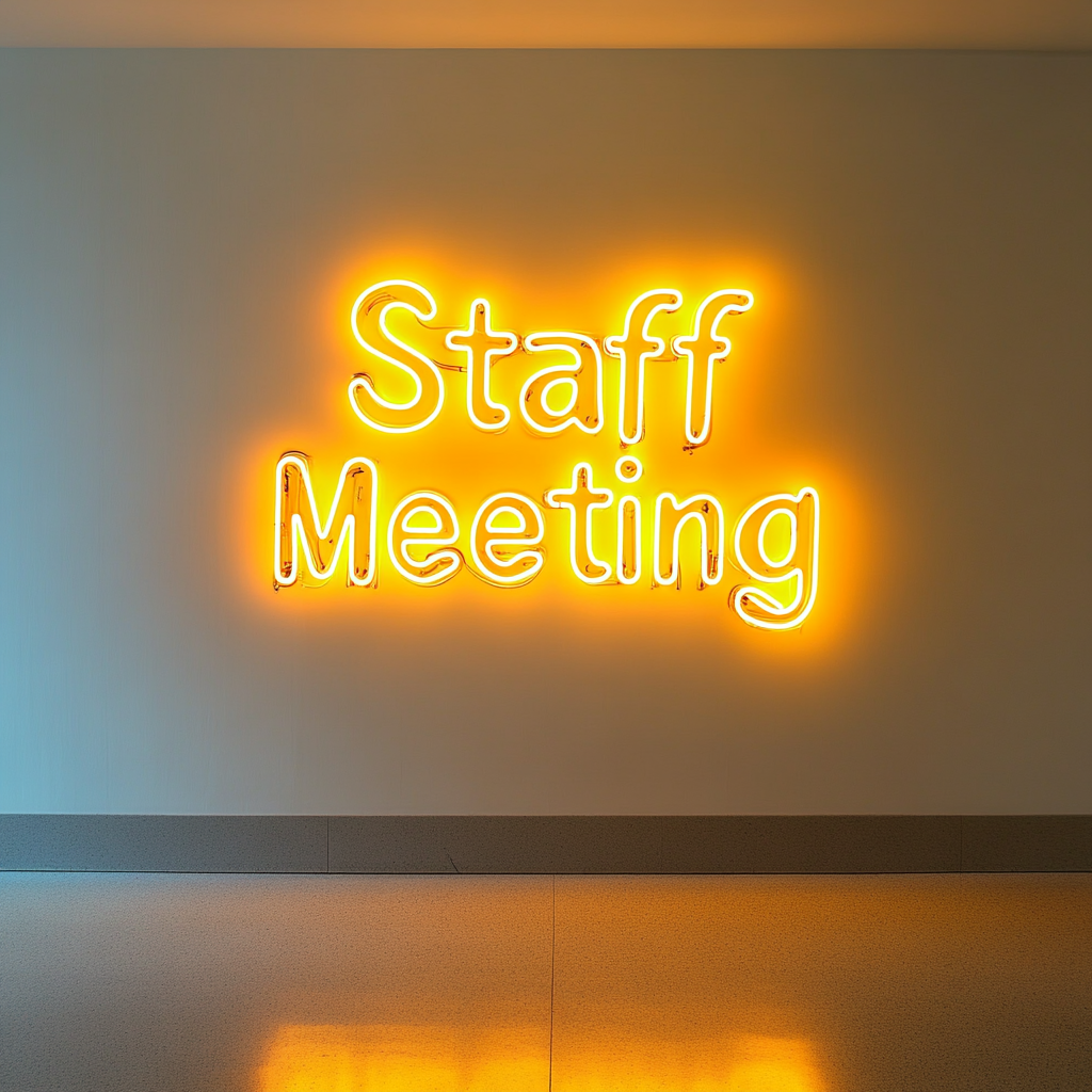 "Staff Meeting" - Yellow Neon Sign, 24 Inches