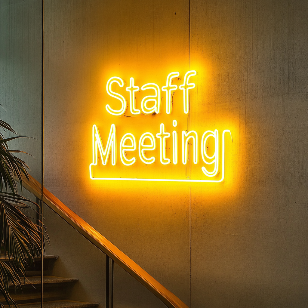"Staff Meeting" - Yellow Neon Sign, 24 Inches