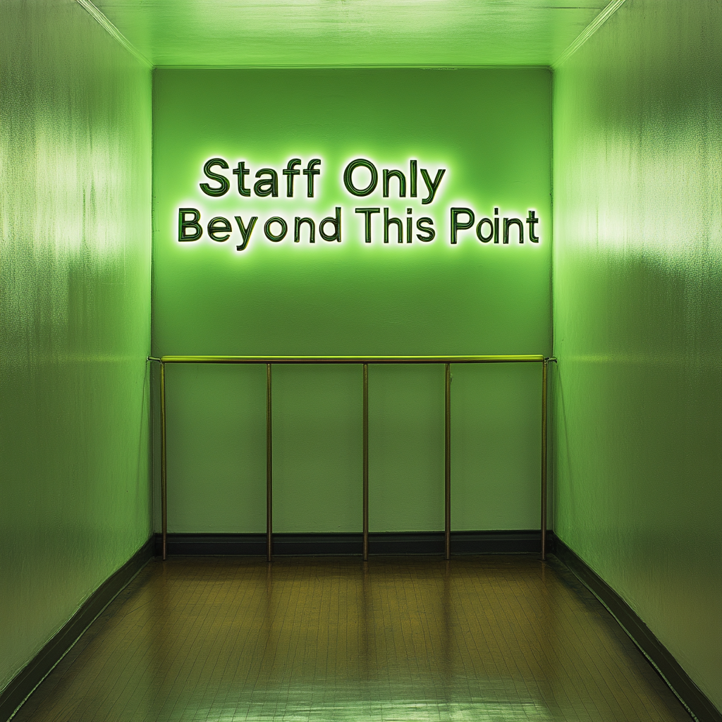 "Staff Only Beyond This Point" - Green Neon Sign, 24 Inches