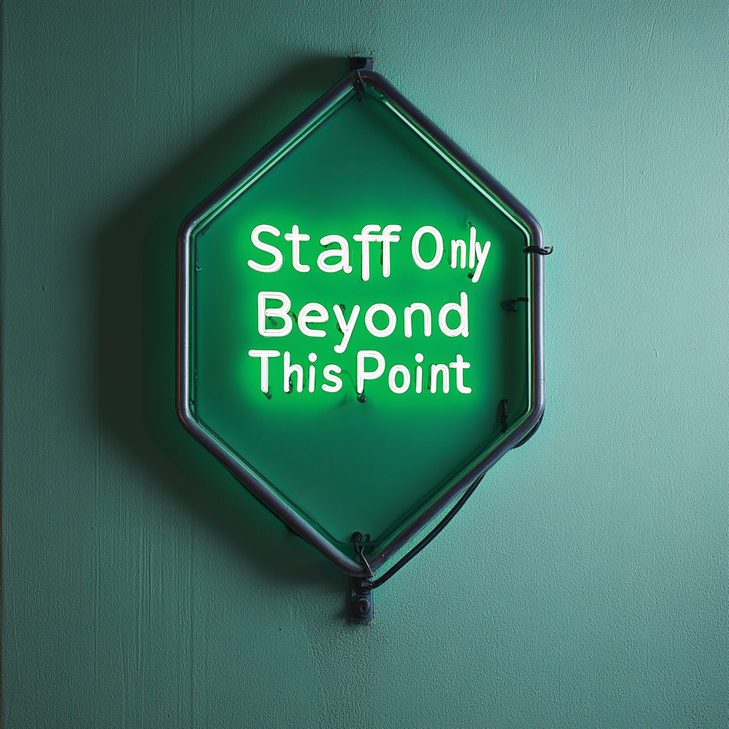 "Staff Only Beyond This Point" - Green Neon Sign, 24 Inches