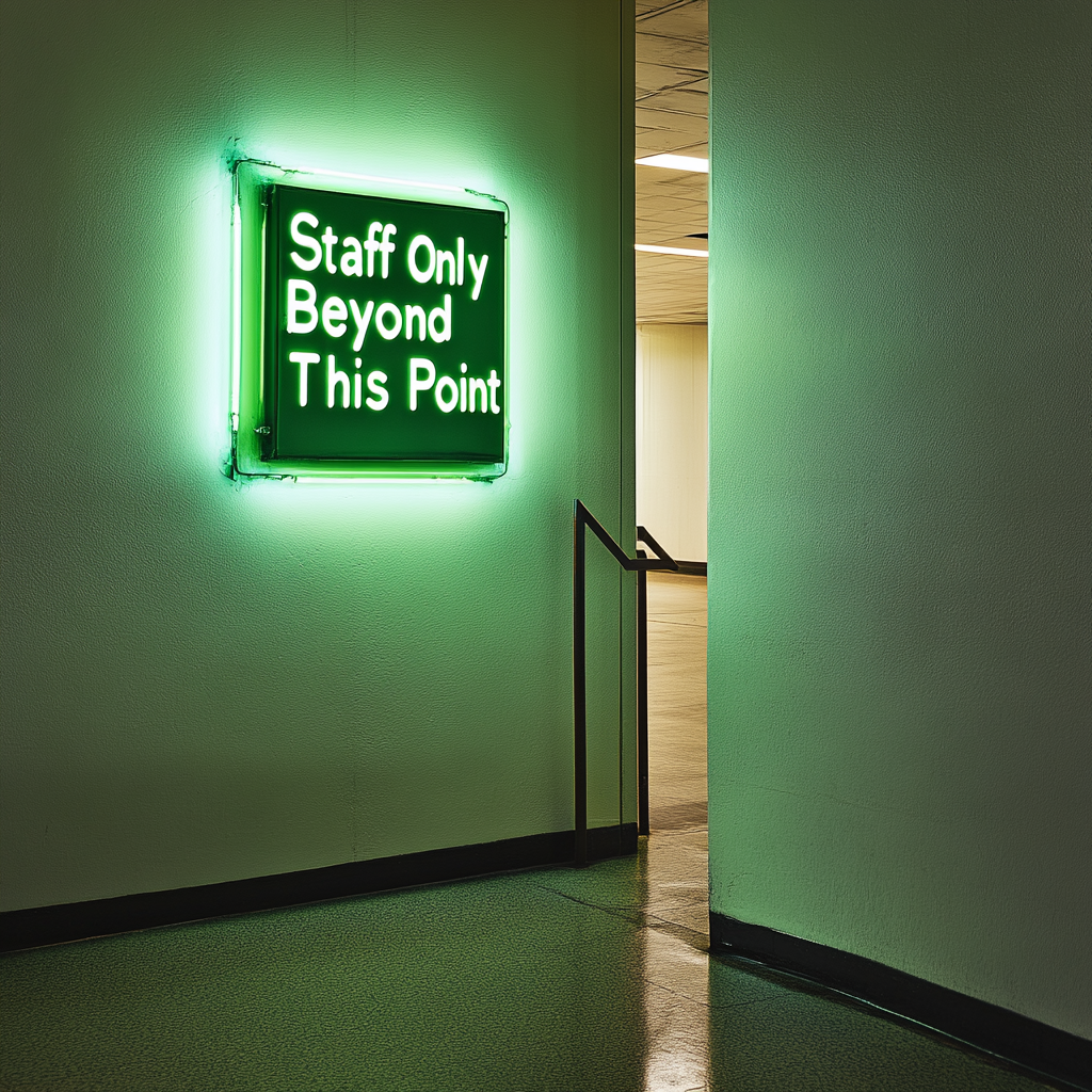 "Staff Only Beyond This Point" - Green Neon Sign, 24 Inches