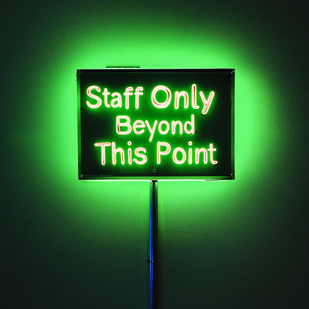 "Staff Only Beyond This Point" - Green Neon Sign, 24 Inches