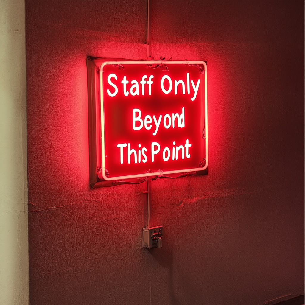 "Staff Only Beyond This Point" - Red Neon Sign, 24 Inches