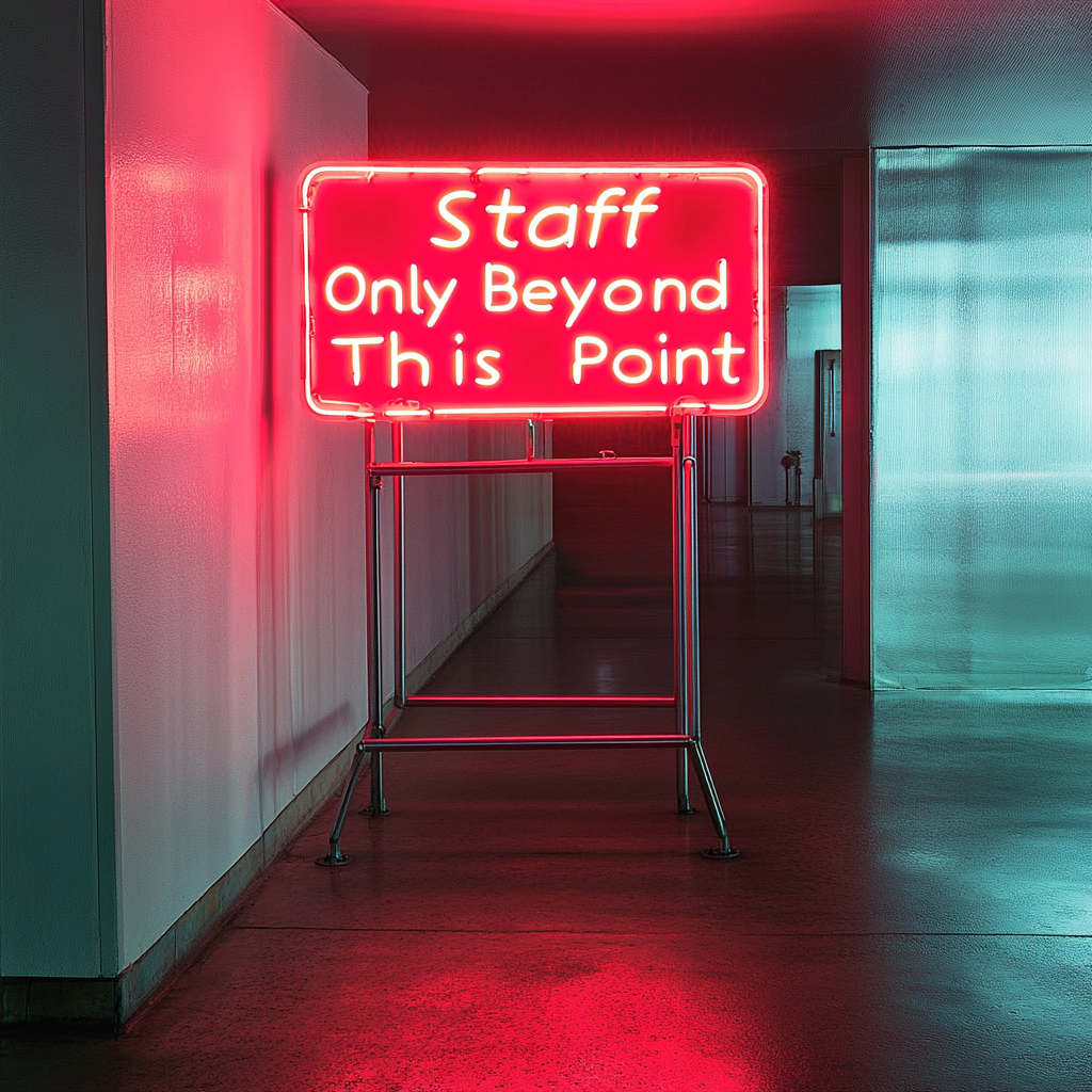"Staff Only Beyond This Point" - Red Neon Sign, 24 Inches