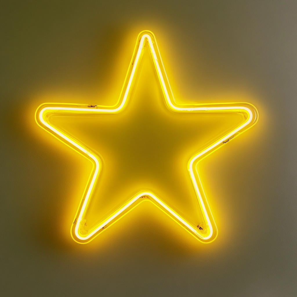 Star - Yellow Neon Sign, 18 Inches