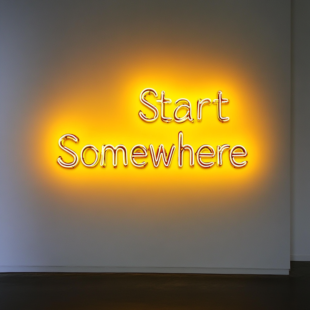 Start Somewhere - Yellow Neon Sign, 18 Inches