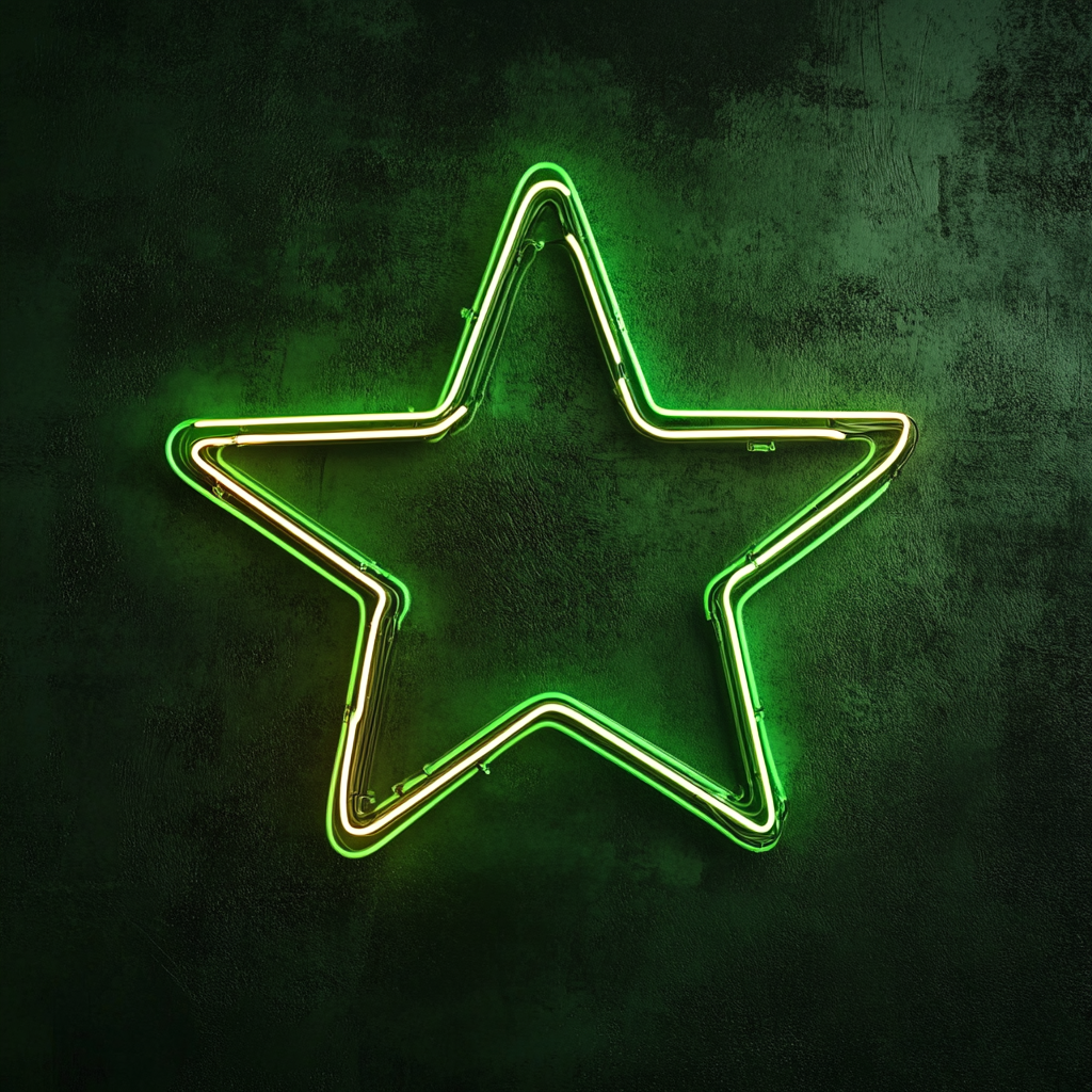 Star with Twinkles - Green Neon Sign, 18 Inches