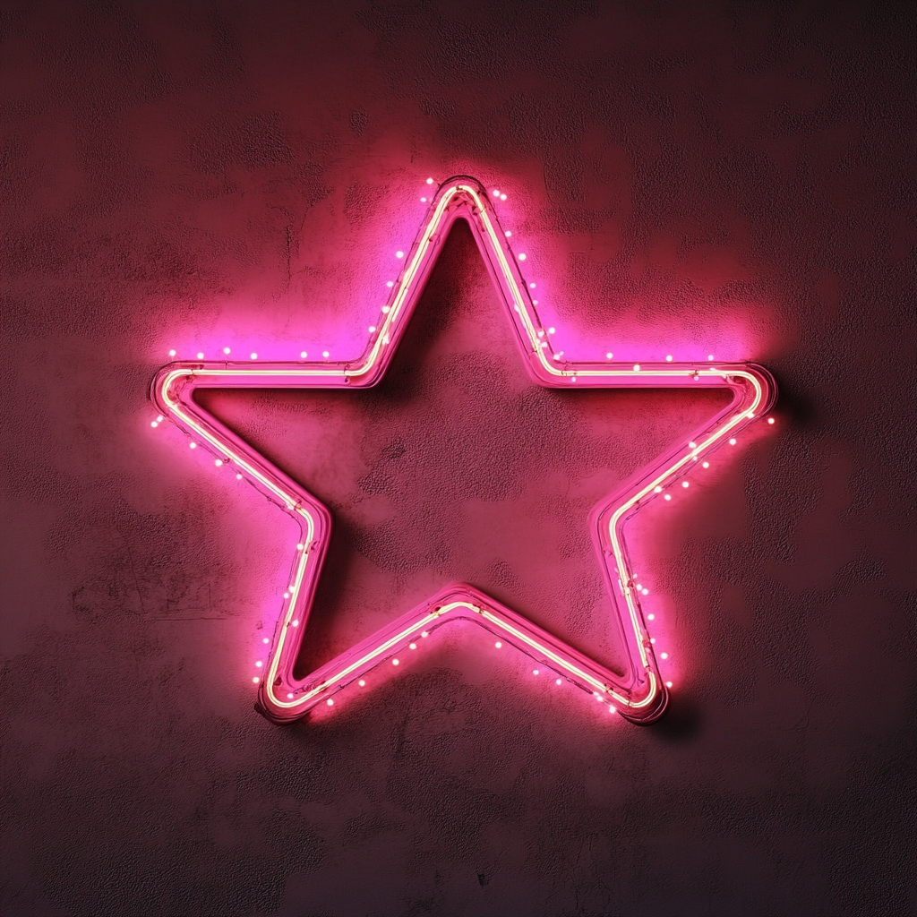 Star with Twinkles - Pink Neon Sign, 24 Inches