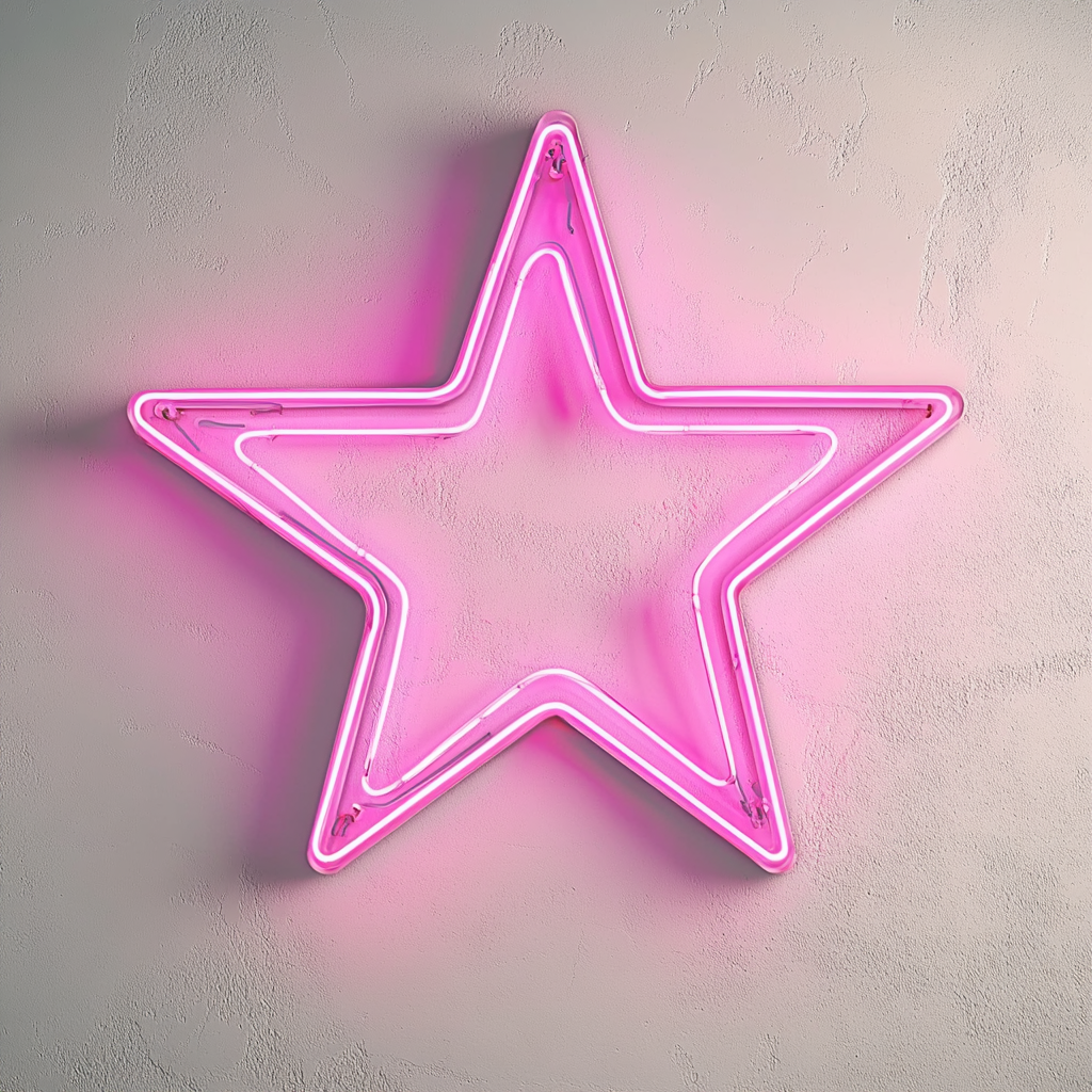 Star with Twinkles - Pink Neon Sign, 18 Inches