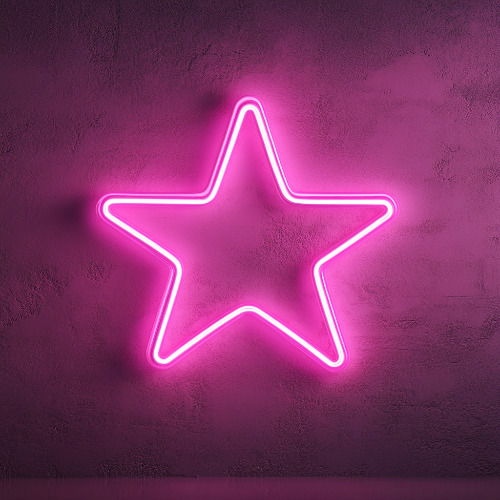 Star with Twinkles - Pink Neon Sign, 24 Inches