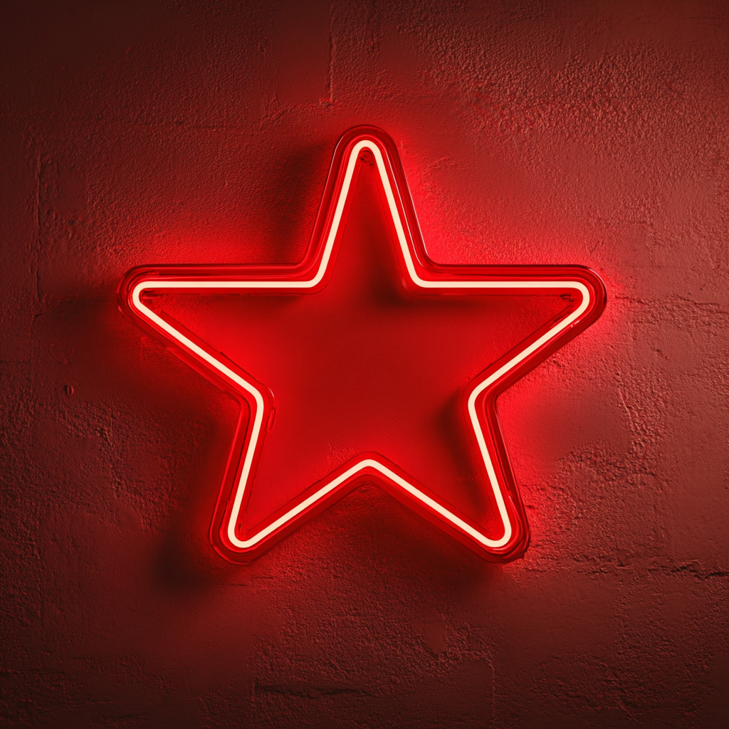 Star with Twinkles - Red Neon Sign, 18 Inches