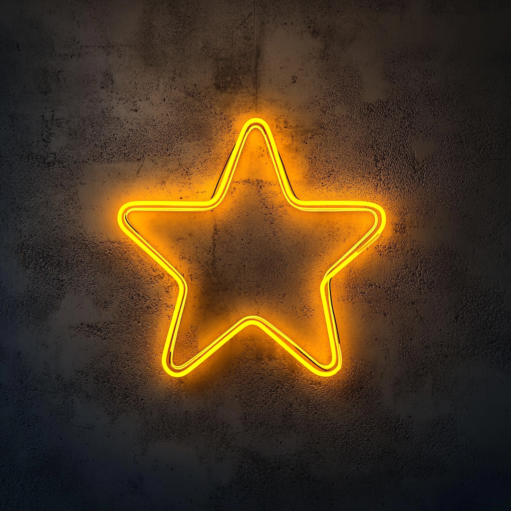 Star with Twinkles - Yellow Neon Sign, 18 Inches