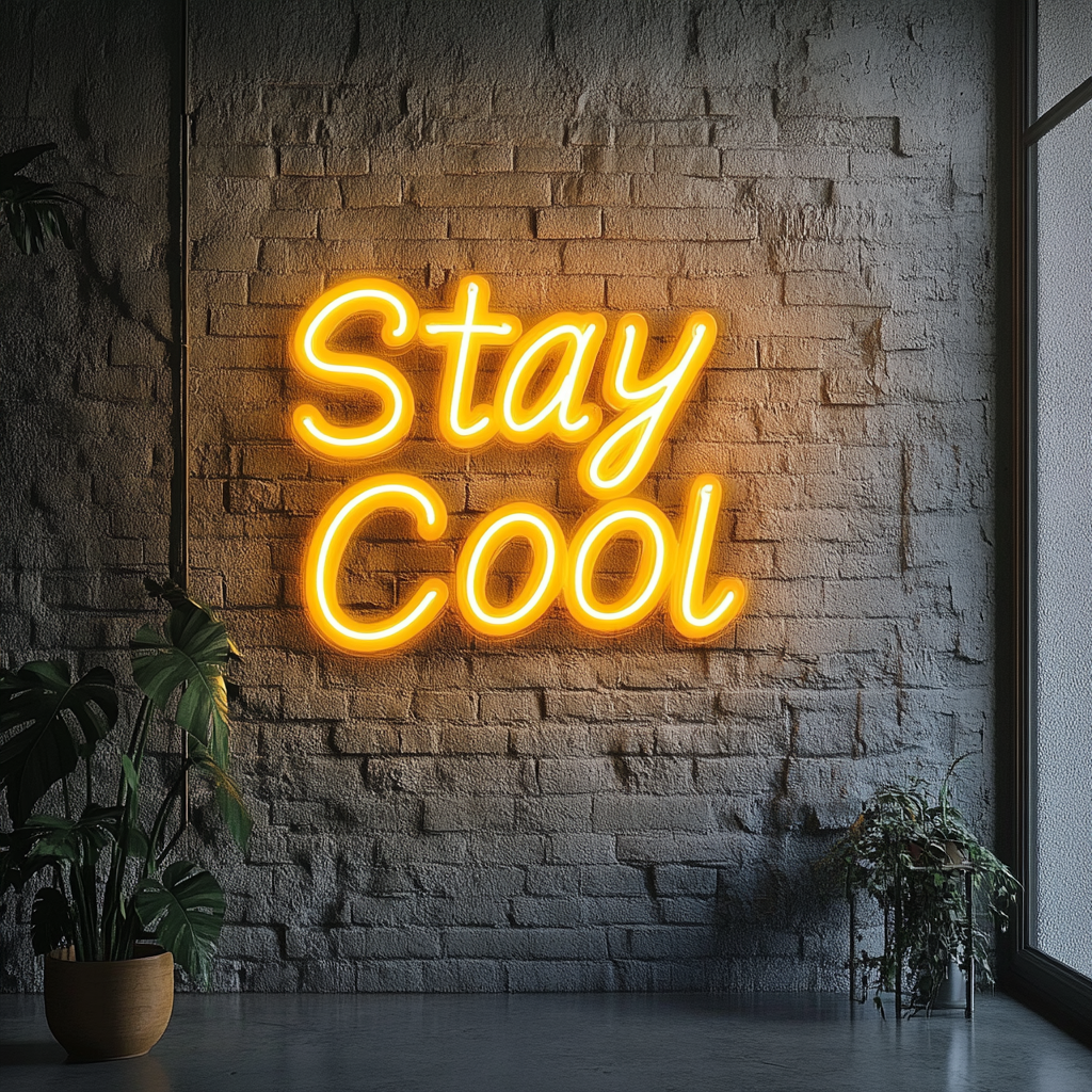 Stay Cool - Yellow Neon Sign, 18 Inches