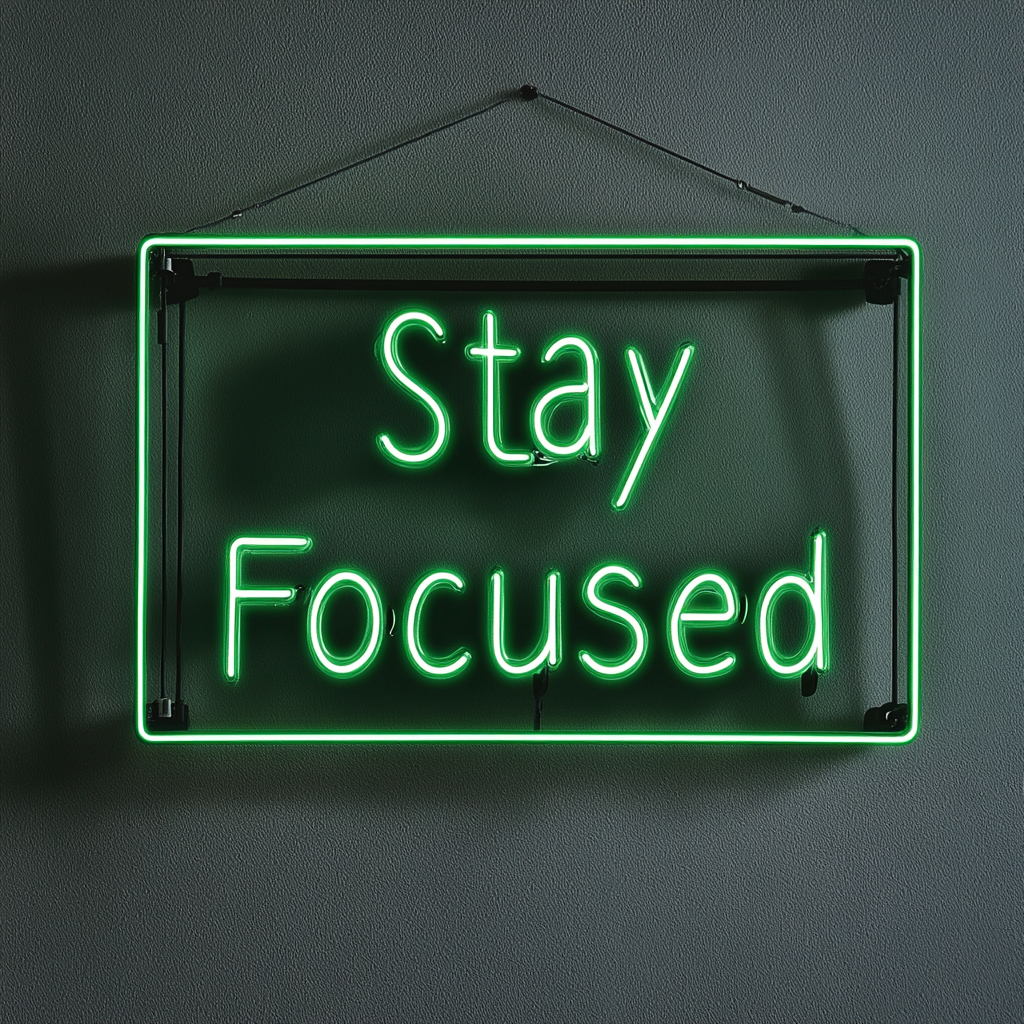 "Stay Focused" - Green Neon Sign, 24 Inches