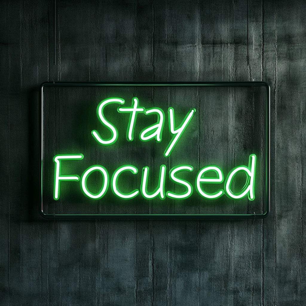 "Stay Focused" - Green Neon Sign, 24 Inches