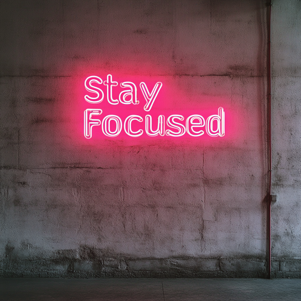 "Stay Focused" - Pink Neon Sign, 24 Inches