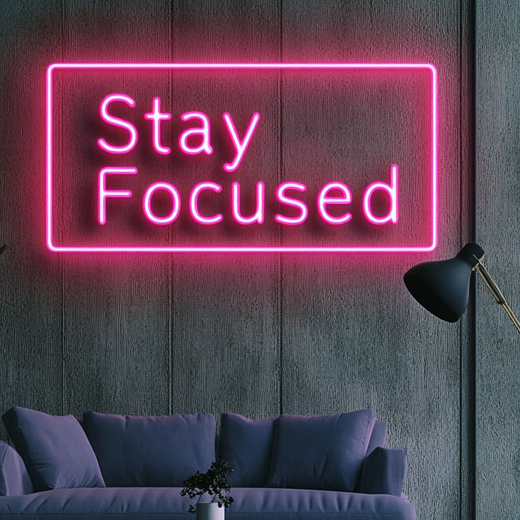 "Stay Focused" - Pink Neon Sign, 24 Inches