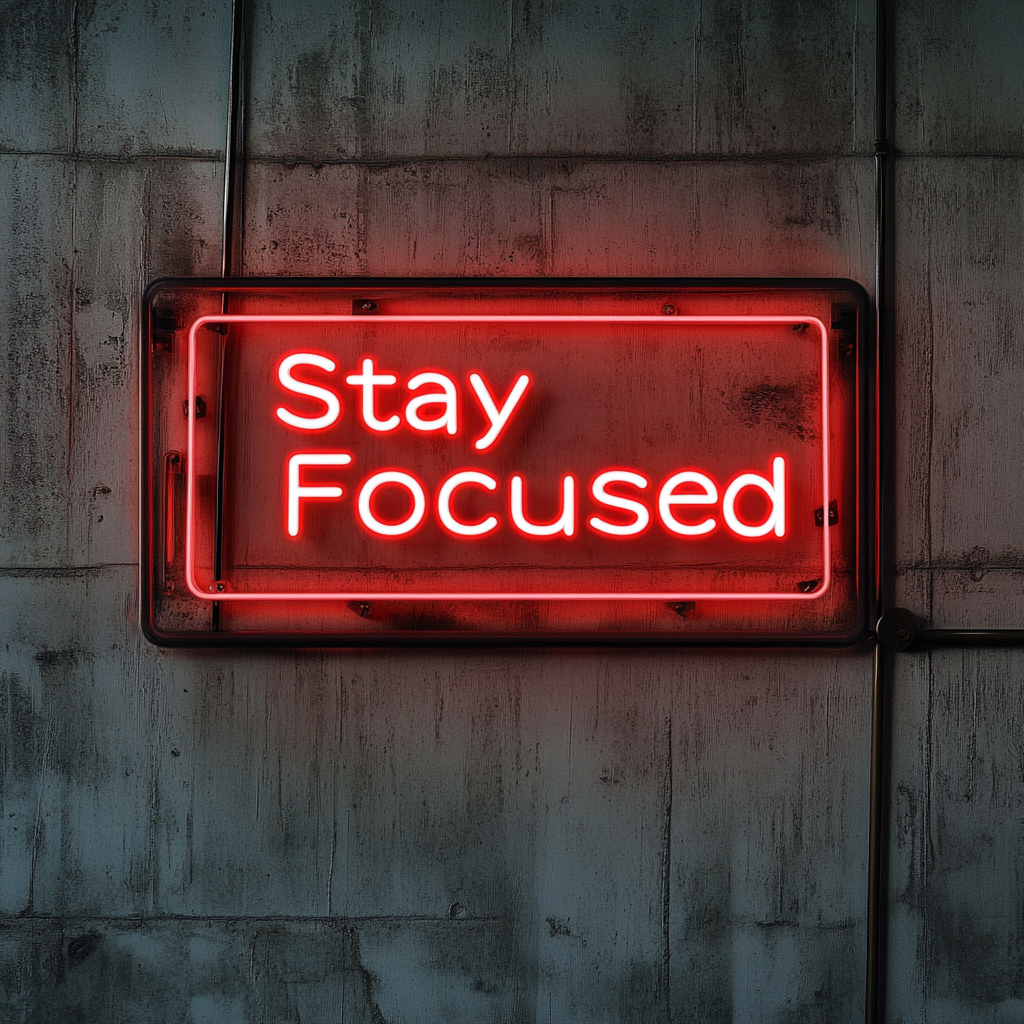 "Stay Focused" - Red Neon Sign, 24 Inches