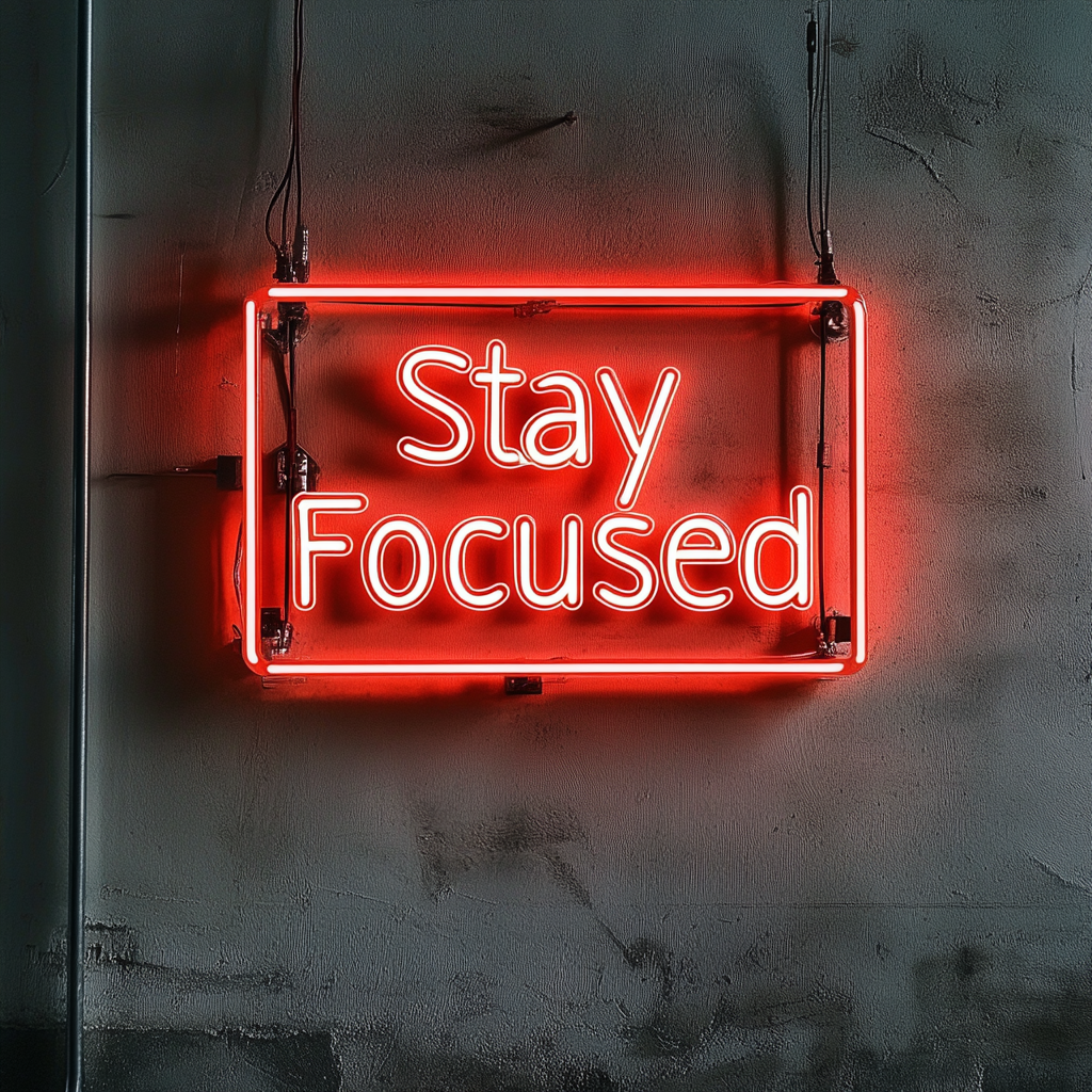 "Stay Focused" - Red Neon Sign, 24 Inches