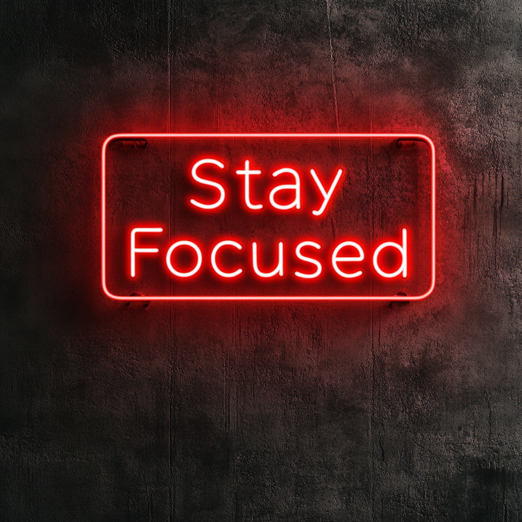 "Stay Focused" - Red Neon Sign, 24 Inches