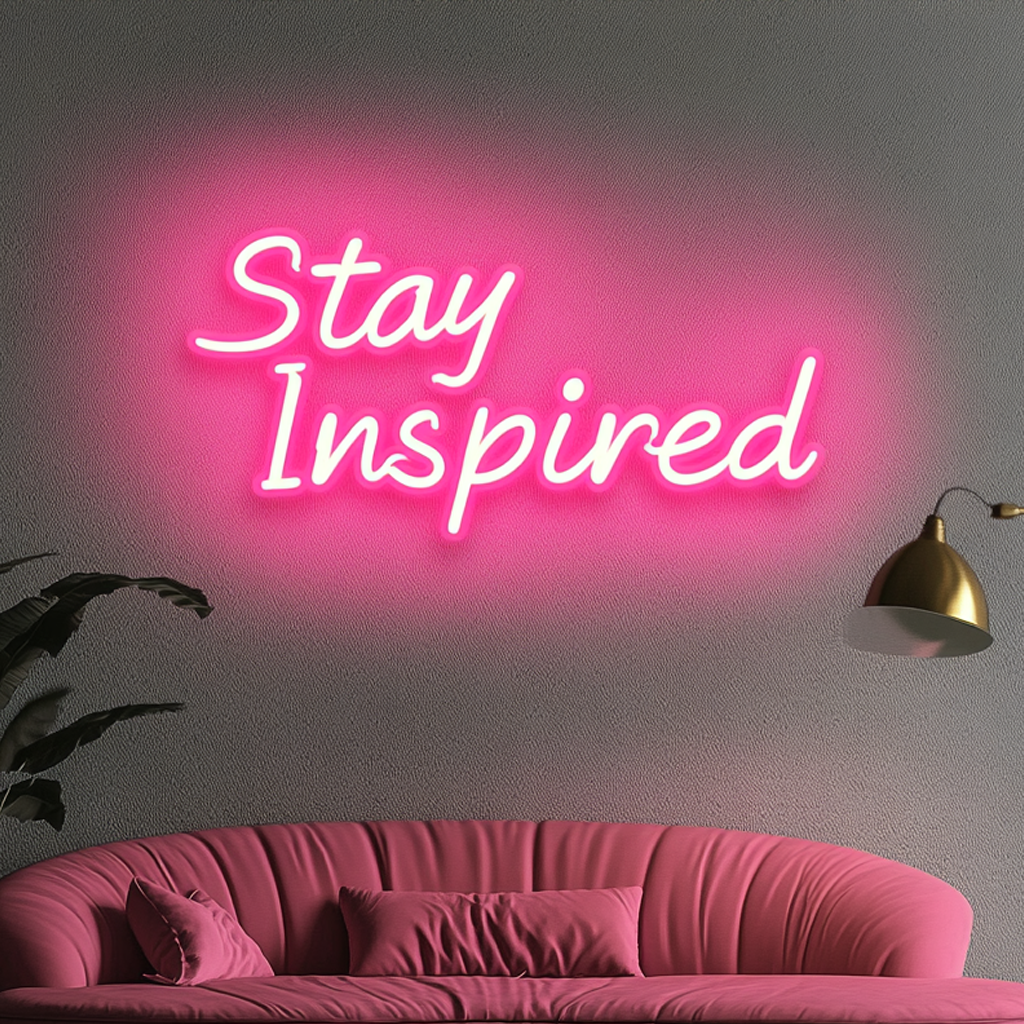 "Stay Inspired" - Pink Neon Sign, 24 Inches