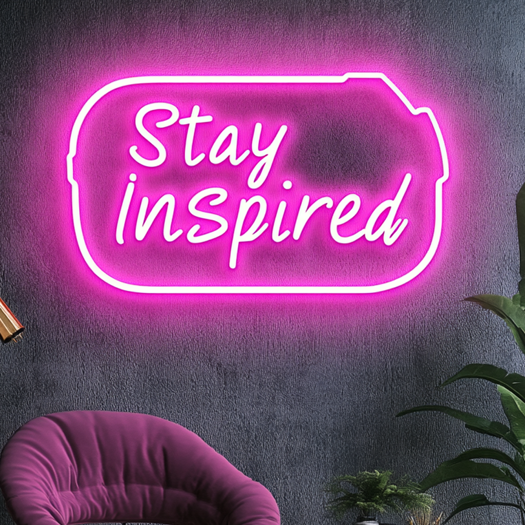 "Stay Inspired" - Pink Neon Sign, 24 Inches