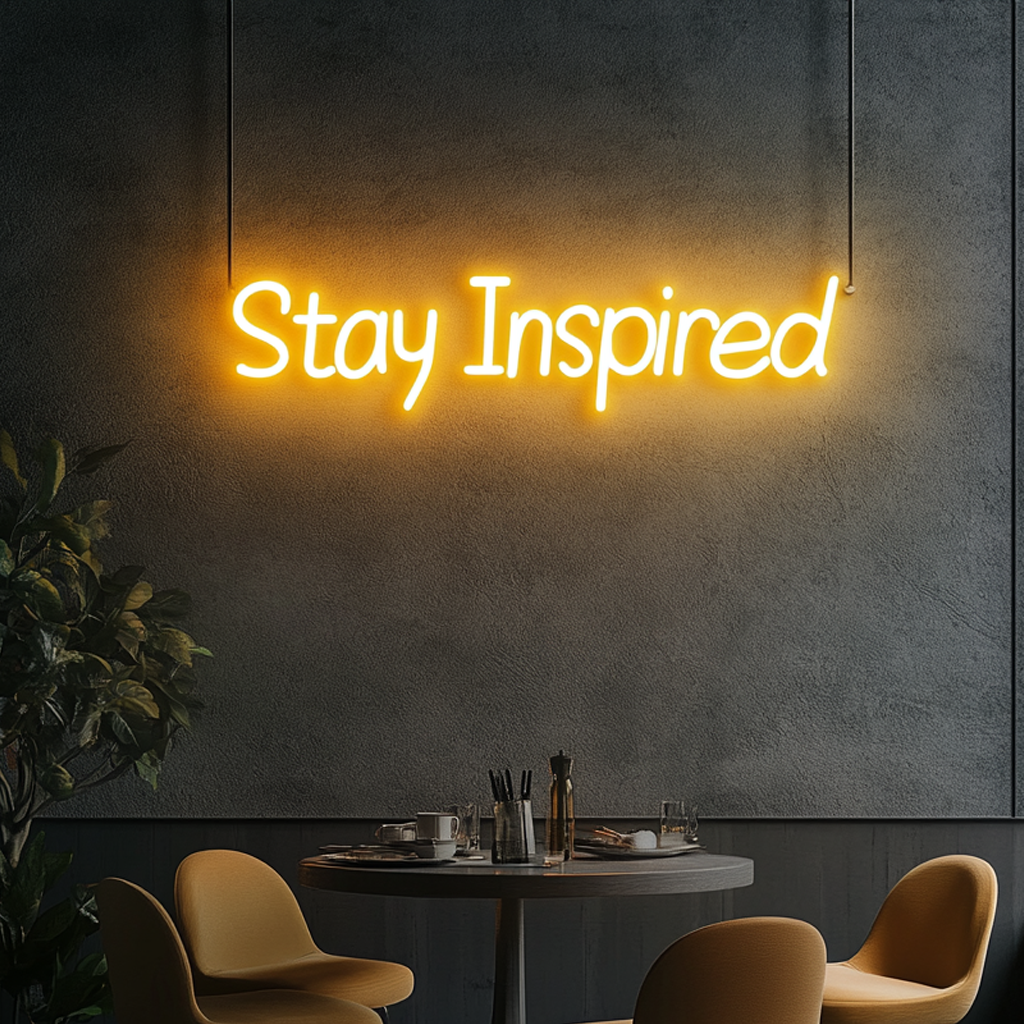 "Stay Inspired" - Yellow Neon Sign, 24 Inches