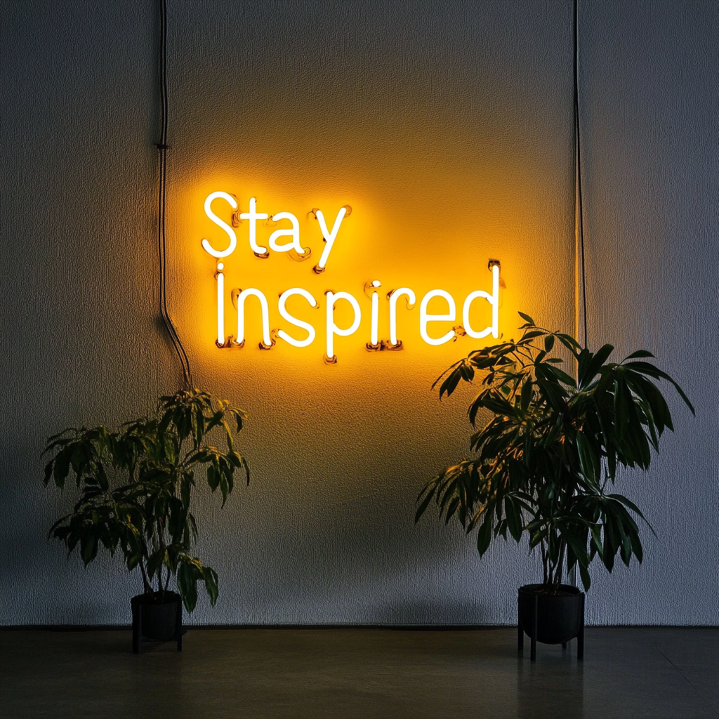 "Stay Inspired" - Yellow Neon Sign, 24 Inches