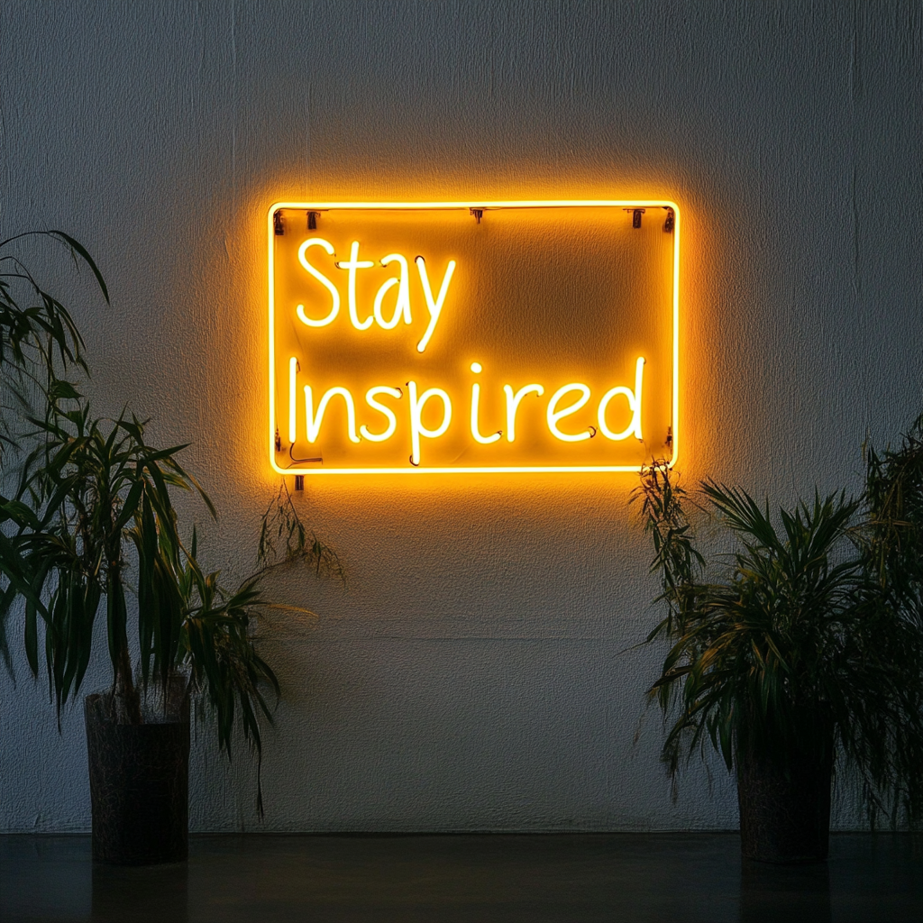 "Stay Inspired" - Yellow Neon Sign, 24 Inches