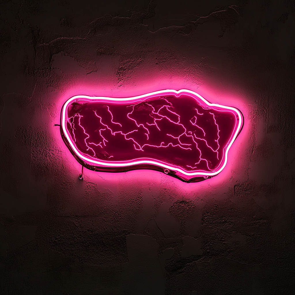 Steak - Pink Neon Sign, 18 Inches