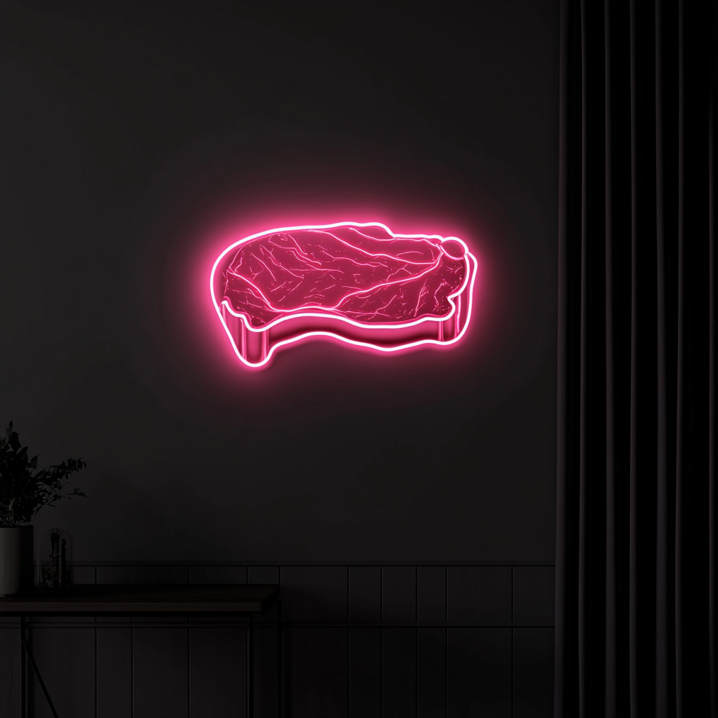 Steak - Pink Neon Sign, 24 Inches