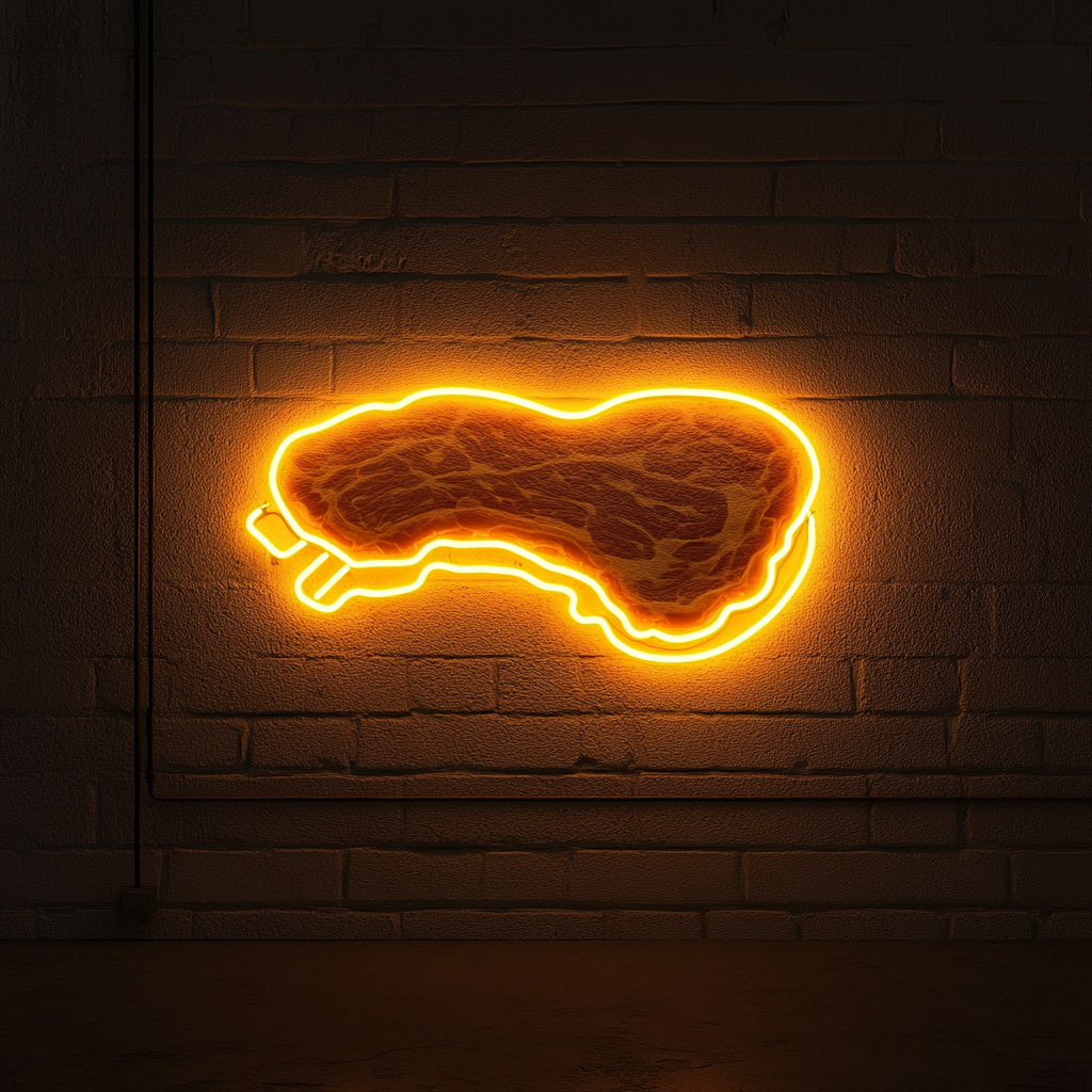 Steak - Yellow Neon Sign, 24 Inches